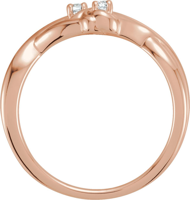 14K Gold Round Natural Diamond Accented Double Knot Ring - Rose Gold - view 2
