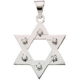 14K Gold Round Natural Diamond Star of David Pendant – up to 0.06 CTW - White Gold