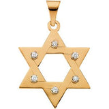 14K Gold Round Natural Diamond Star of David Pendant – up to 0.06 CTW - Yellow Gold