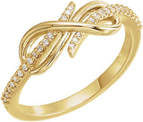 14K Gold Round Natural Diamond Infinity-Inspired Ring IV - Yellow Gold