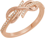 14K Gold Round Natural Diamond Infinity-Inspired Ring IV - Rose Gold