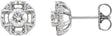 14K Gold Round Natural Diamond Halo-Style Earrings II - White Gold