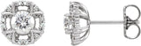 Platinum Round Natural Diamond Halo-Style Earrings