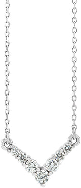 Platinum Round Natural Diamond V Necklace