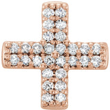 14K Gold Round Natural Diamond Cross Necklace or Pendant – 0.07 CTW - Rose Gold