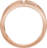 14K Gold Round Natural Diamond Accented Geometric Ring - Rose Gold - view 2