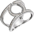 14K Gold Round Natural Diamond Accented Geometric Ring - White Gold