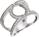 14K Gold Round Natural Diamond Accented Geometric Ring - White Gold