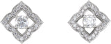 14K Gold Round Natural Diamond Halo-Style Clover Earrings - White Gold - view 2