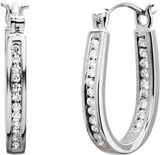 14K Gold Round Natural Diamond Inside-Outside Hoop Earrings - White Gold