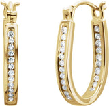 14K Gold Round Natural Diamond Inside-Outside Hoop Earrings - Yellow Gold