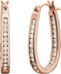 14K Gold Round Natural Diamond Inside-Outside Hoop Earrings - Rose Gold