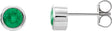 Platinum Lab-Grown Emerald Round Bezel-Set Birthstone Stud Earrings
