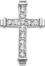 14K Gold Round Natural Diamond Accented Cross Pendant – 1/2 CTW - White Gold