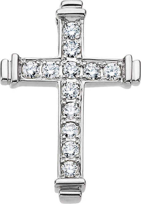 14K Gold Round Natural Diamond Accented Cross Pendant – 1/2 CTW - White Gold