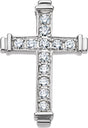 14K Gold Round Natural Diamond Accented Cross Pendant – 1/2 CTW - White Gold