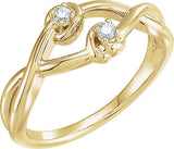 14K Gold Round Natural Diamond Accented Double Knot Ring - Yellow Gold