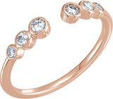 14K Gold Round Natural Diamond Accented Negative Space Ring - Rose Gold