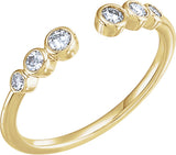 14K Gold Round Natural Diamond Accented Negative Space Ring - Yellow Gold