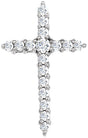 14K Gold Round Lab-Grown Diamond Accented Cross Pendant - White Gold