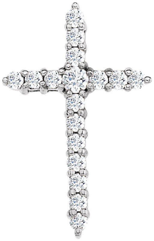 14K Gold Round Natural Diamond Accented Cross Pendant – 1/3 CTW - White Gold