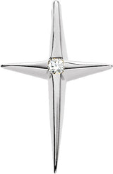 Platinum Round Natural Diamond Solitaire Cross Pendant