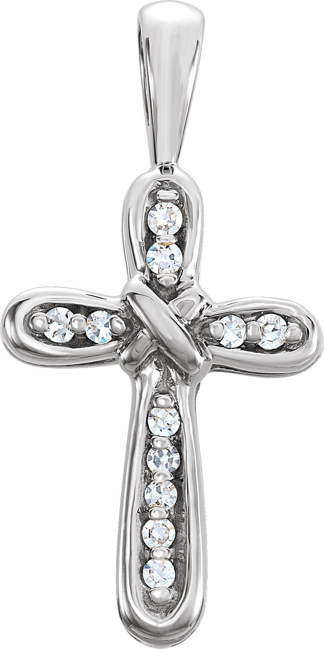 14K Gold Round Natural Diamond Cross Pendant – 0.06 CTW - White Gold