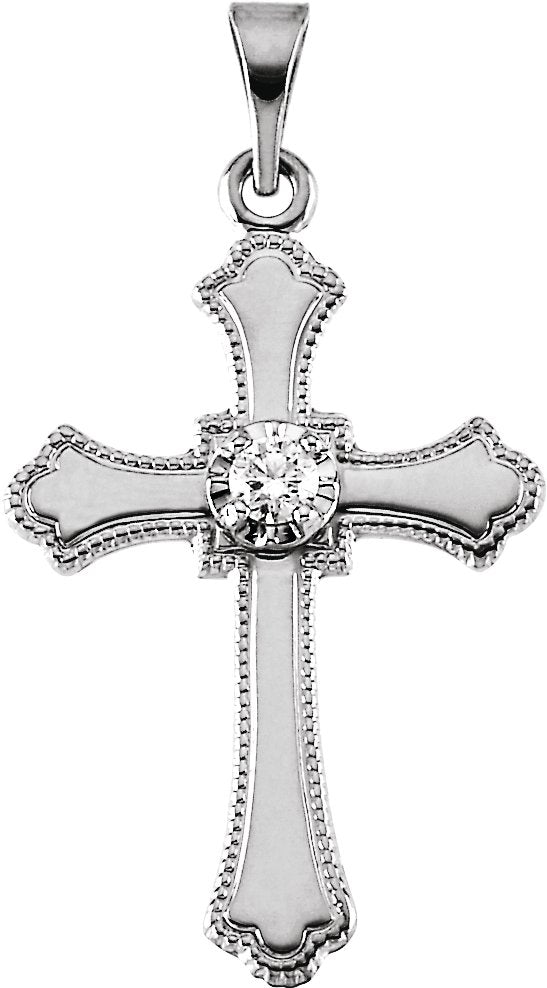 14K Gold Cross Necklace or Pendant – 15x11mm - White Gold