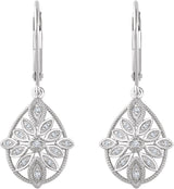 14K Gold Round Natural Diamond Granulated Filigree Earrings - view 2