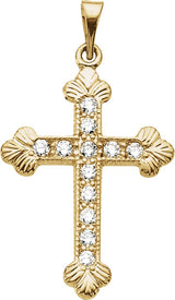 14K Gold Accented Cross Pendant - Yellow Gold