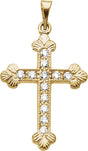 14K Gold Accented Cross Pendant - Yellow Gold