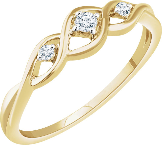 14K Gold Round Natural Diamond Freeform Ring – 2.2mm Stones - Yellow Gold