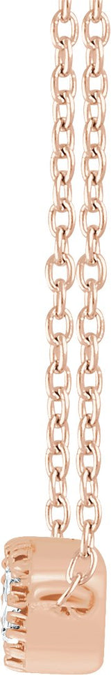 14K Gold Round Natural Diamond Beaded Bar Necklace - Rose Gold - view 2