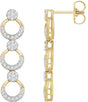 14K Gold Round Natural Diamond Geometric Earrings III - Yellow Gold