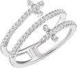 14K Gold Round Natural Diamond Accented Sideways Cross Ring