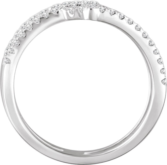 14K Gold Round Natural Diamond Accented Sideways Cross Ring - view 2