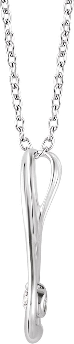 14K Gold Round Natural Diamond Solitaire Infinity-Inspired Necklace - White Gold - view 2