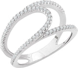 14K Gold Round Natural Diamond Accented Negative Space Ring III