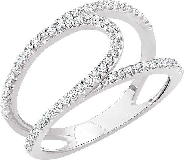 14K Gold Round Natural Diamond Accented Negative Space Ring III