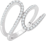 14K Gold Round Natural Diamond Accented Freeform Ring II