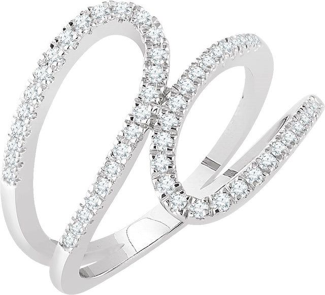 14K Gold Round Natural Diamond Accented Freeform Ring II
