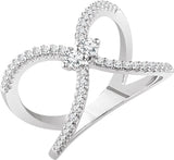 14K Gold Round Natural Diamond Negative Space Ring – 3/8 CTW