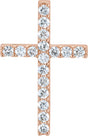 14K Gold Round Lab-Grown Diamond Petite Cross Necklace or Pendant – 5/8 CTW - Rose Gold
