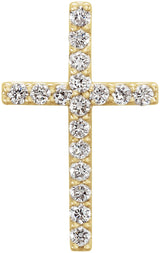 14K Gold Round Lab-Grown Diamond Petite Cross Necklace or Pendant – up to 1/4 CTW - Yellow Gold