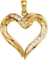14K Gold Round Natural Diamond Heart Pendant – 1/4 CTW - view 3