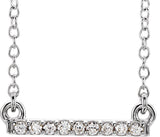 14K Gold Round Natural Diamond Petite Bar Necklace - White Gold