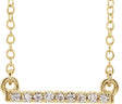 14K Gold Round Natural Diamond Petite Bar Necklace - Yellow Gold