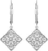 14K Gold Round Natural Diamond Granulated Filigree Earrings – 1.3mm Stones - view 2
