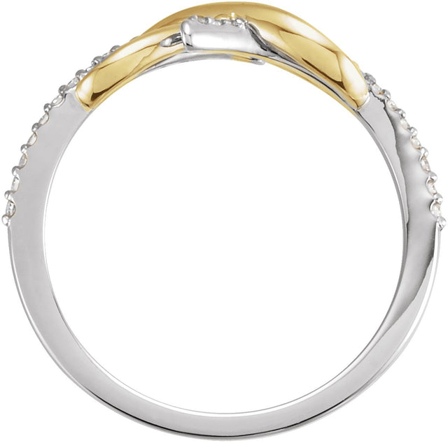 14K Gold Round Natural Diamond Infinity-Inspired Ring IV - Two-Tone - view 2