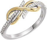 14K Gold Round Natural Diamond Infinity-Inspired Ring IV - Two-Tone